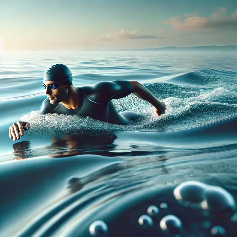 A person swimming in the ocean.